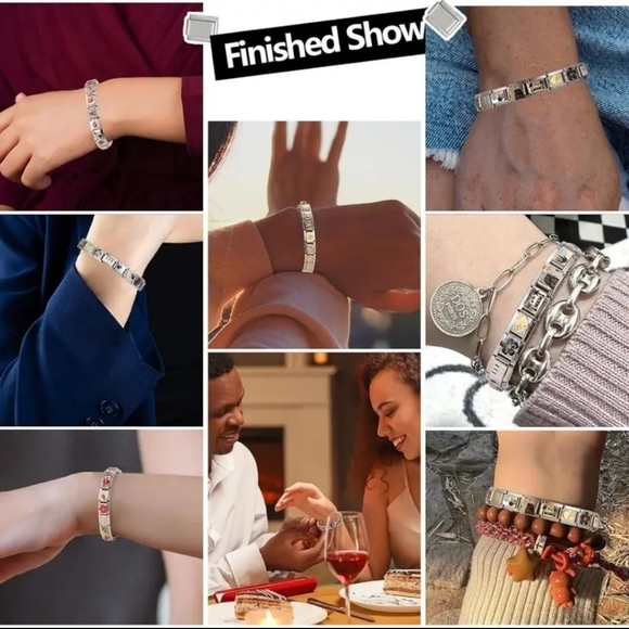 Italian Charm Dangling Moon Stars and Pearls‎ Zircon Gem Italian Charm Bracelet - Picture 6 of 14